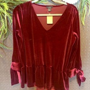 NWOT Halogen Crushed Velvet Burgundy